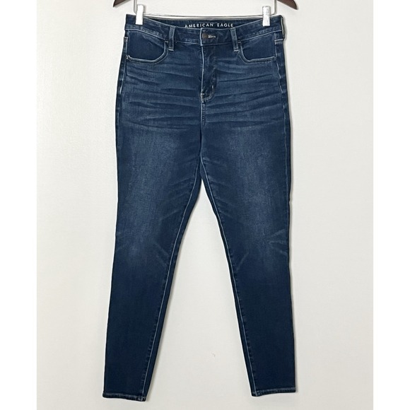 American Eagle Jeans Women's 10 Blue Super High Rise Jegging Stretch Mallsoft - Picture 2 of 8